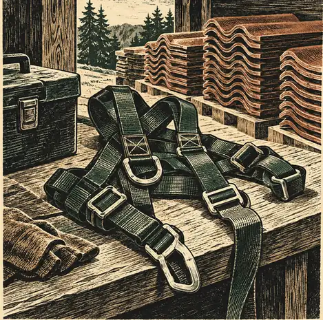 Illustration of roofing businesses equipment and workspace